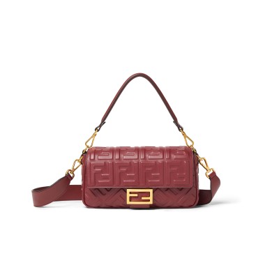 FENDI BAGUETTE BURGUNDY LEATHER BAG 8BR600AT57F1CGF (27*15*6cm)